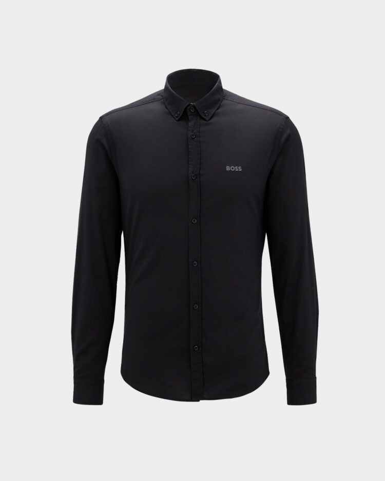 חולצה שחורה מכופתרת בוס לגברים בגזרת FIT ישרה