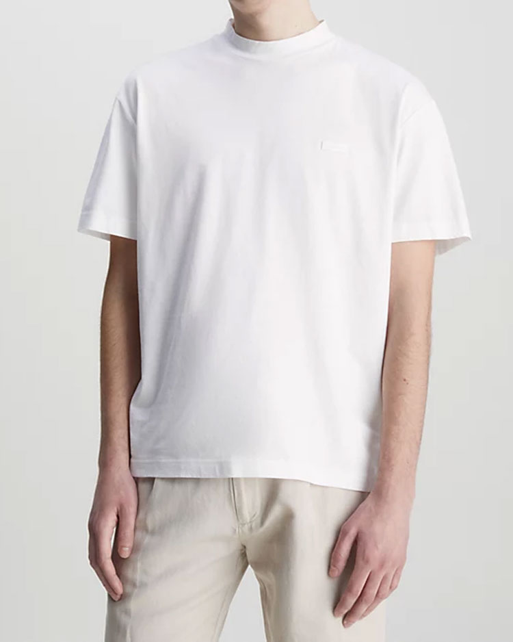 טי שירט לבנה חלקה לגבר של קלווין קליין