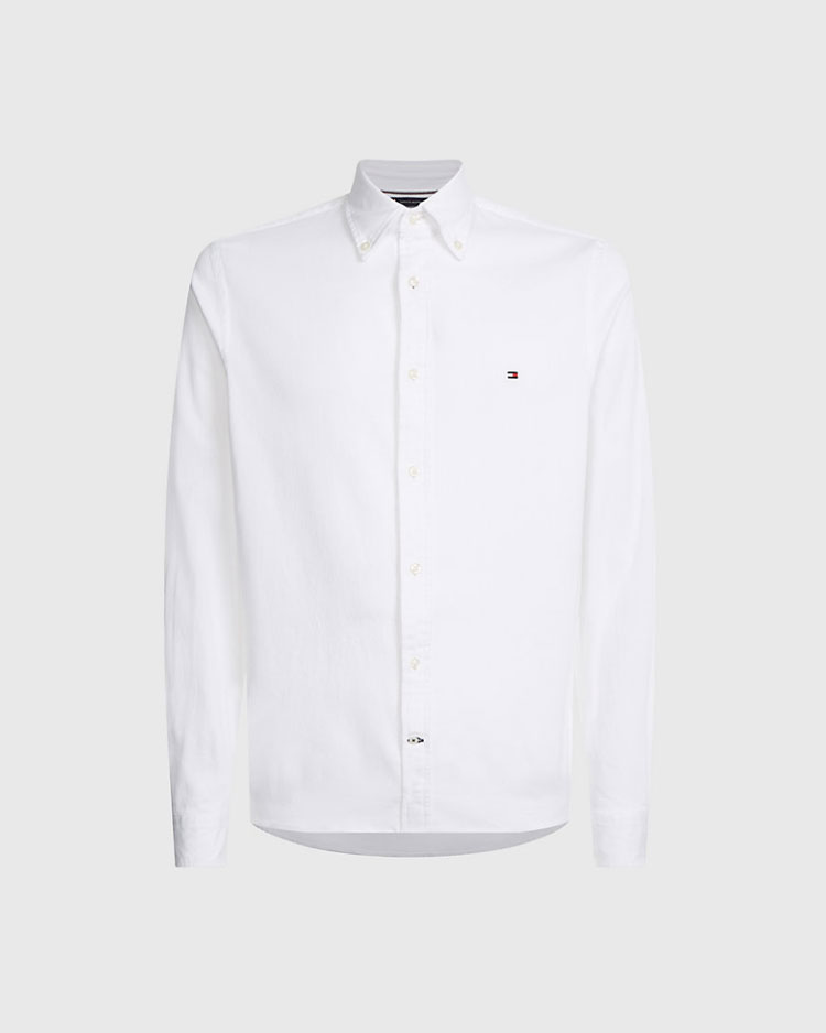 חולצה מכופתרת לבנה לגבר של טומי הילפיגר בגזרת Flex