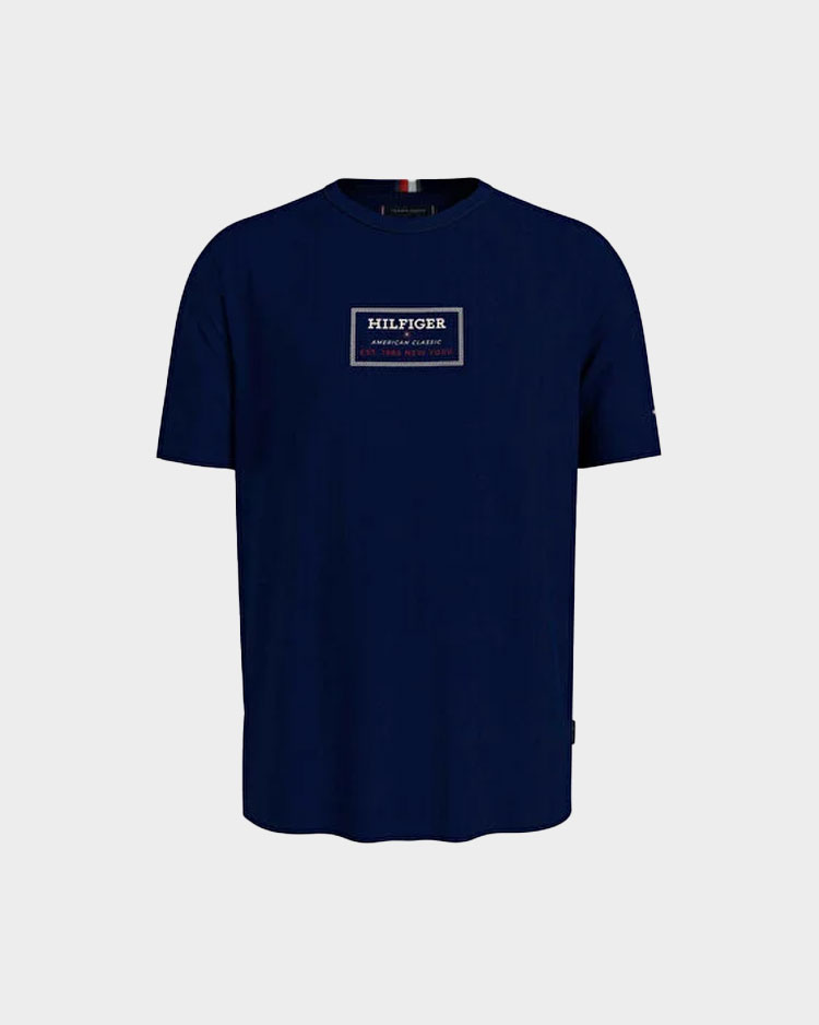 חולצת טי שירט טומי הילפיגר לגברים בצבע כחול רויאל 100% כותנה