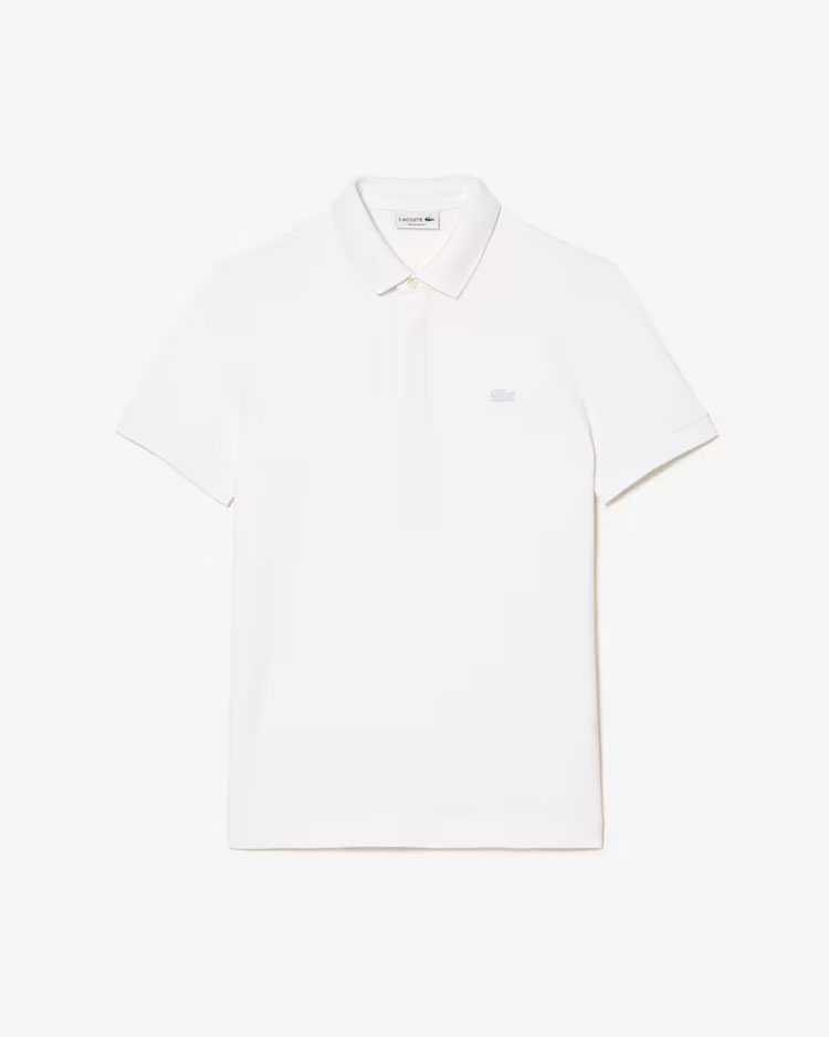 חולצת פולו לבנה לקוסט לגברים עם שרוול קצר