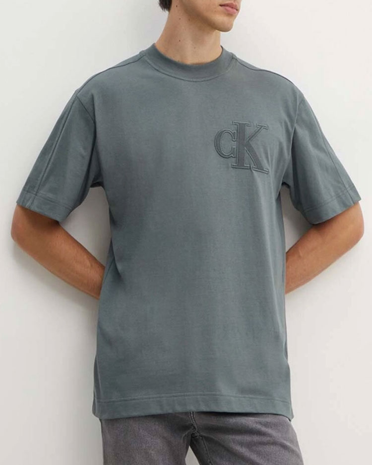 טישרט קלווין קליין אפור לגברים 100% כותנה