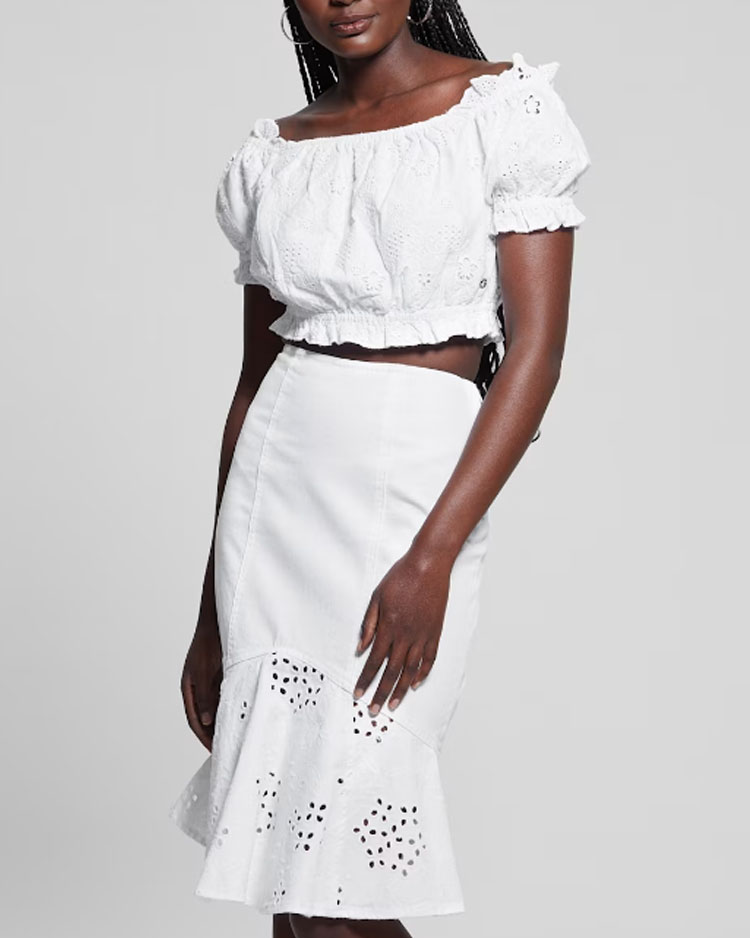 חולצת טופ לבנה לנשים Women's Guess