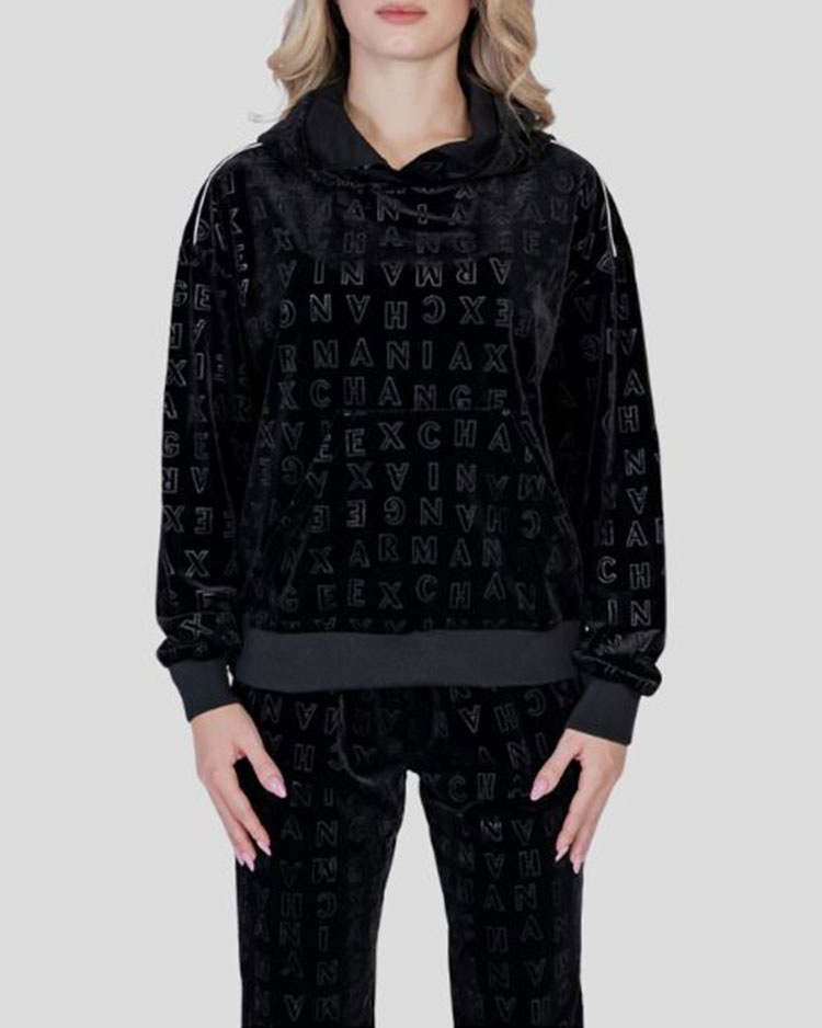 קפוצ'ון קטיפה לאישה עם הדפס Armani Exchange