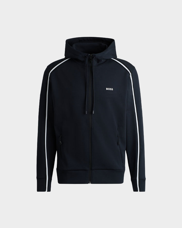 קפוצ'ון כחול של בוס לגברים עם לוגו בחזית