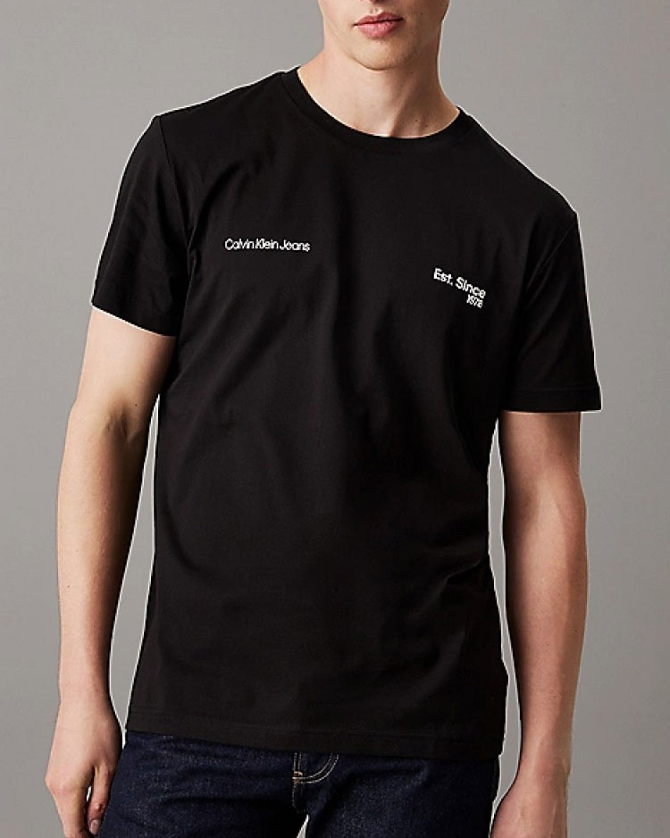 טישרט קלווין קליין שחור עם שרוול קצר לגברים