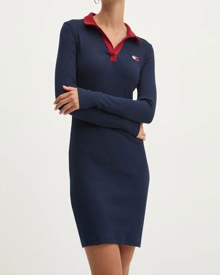 שמלת נשים פולו כחולה של טומי הילפיגר