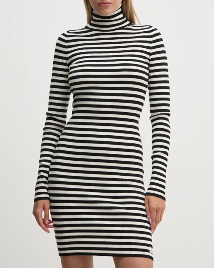 שמלה לאישה עם פסים של קלווין קליין בגזרה צמודה
