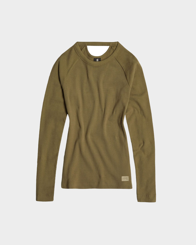 חולצה ארוכה לנשים בגוון ירוק זית של ג'י סטאר