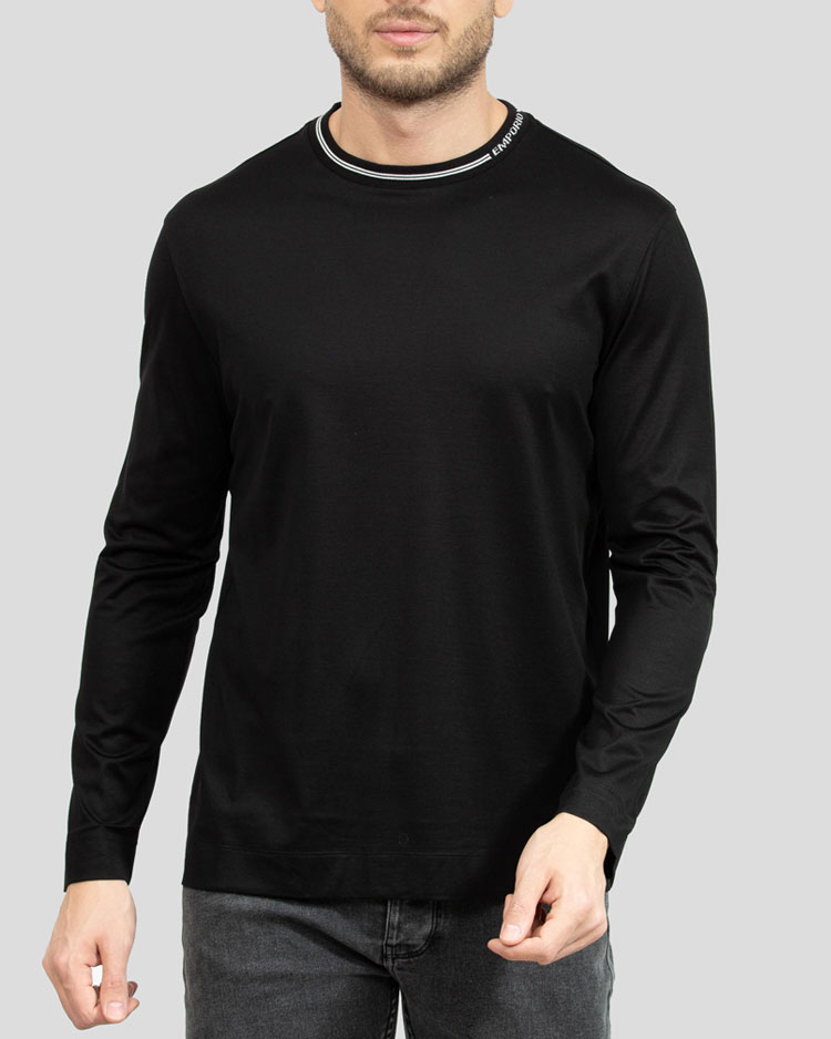 טישרט שרוול ארוך גברים בצבע שחור של אמפוריו ארמני