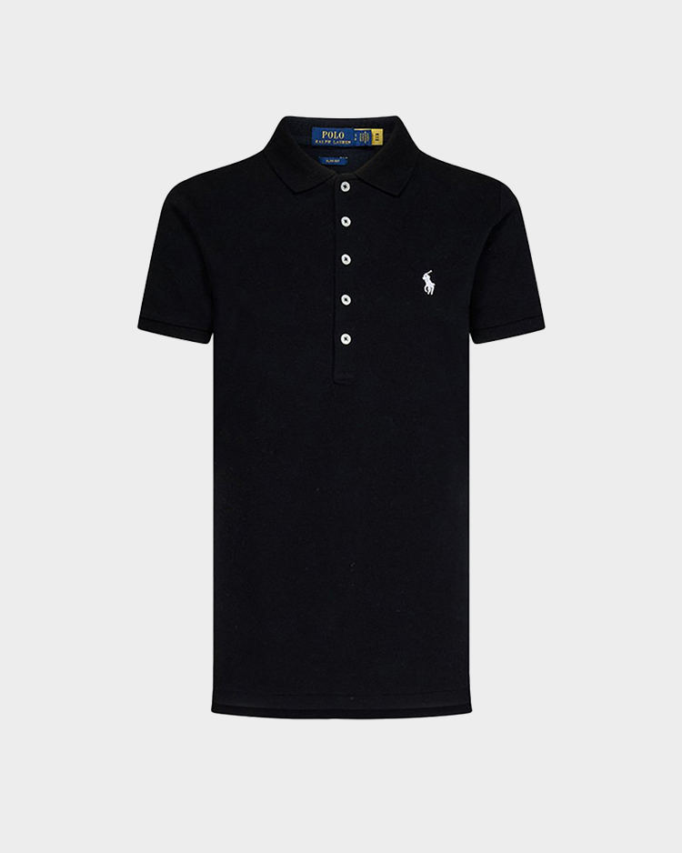 חולצת פולו ראלף לורן שחורה לנשים בגזרה ישרה