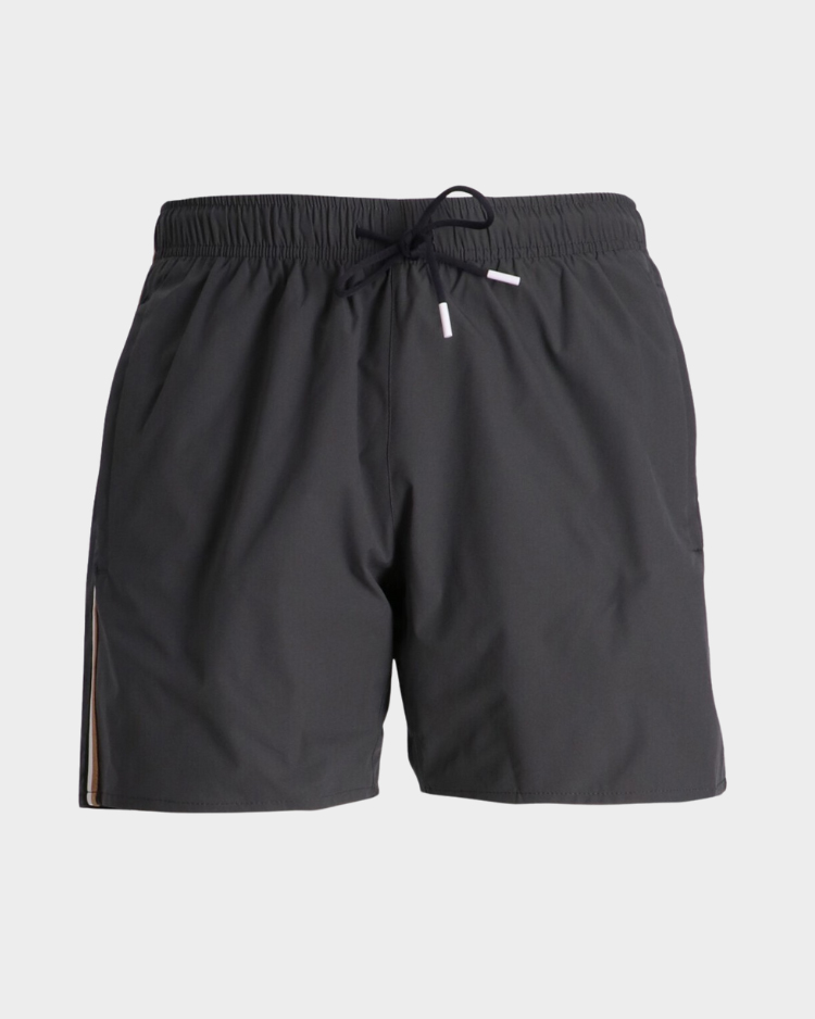 מכנס בגד ים אפור קצר לגברים של בוס עם פס בצד המכנס