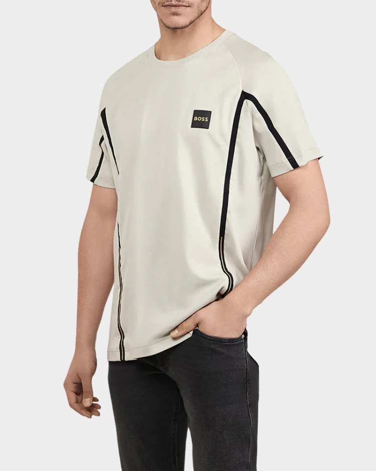 חולצת טי שירט בז' לגבר עם שרוול קצר של בוס