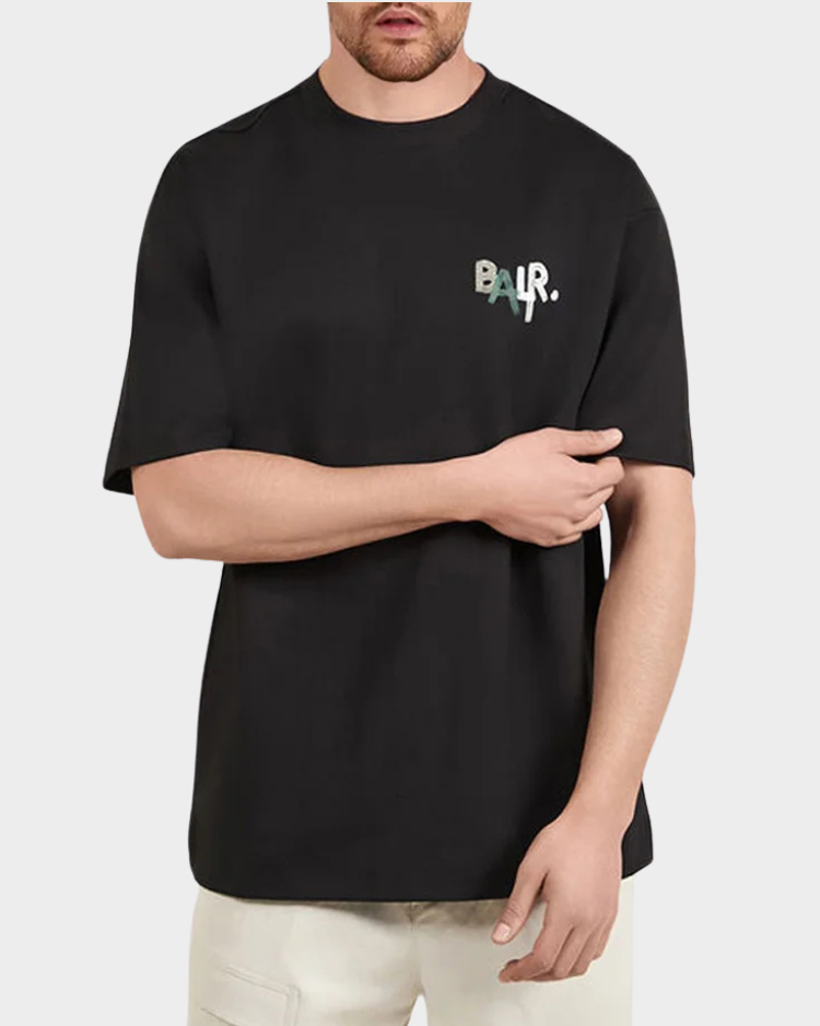 טי שירט באלר שחורה לגברים עם שרוול קצר בגזרת אוברסייז
