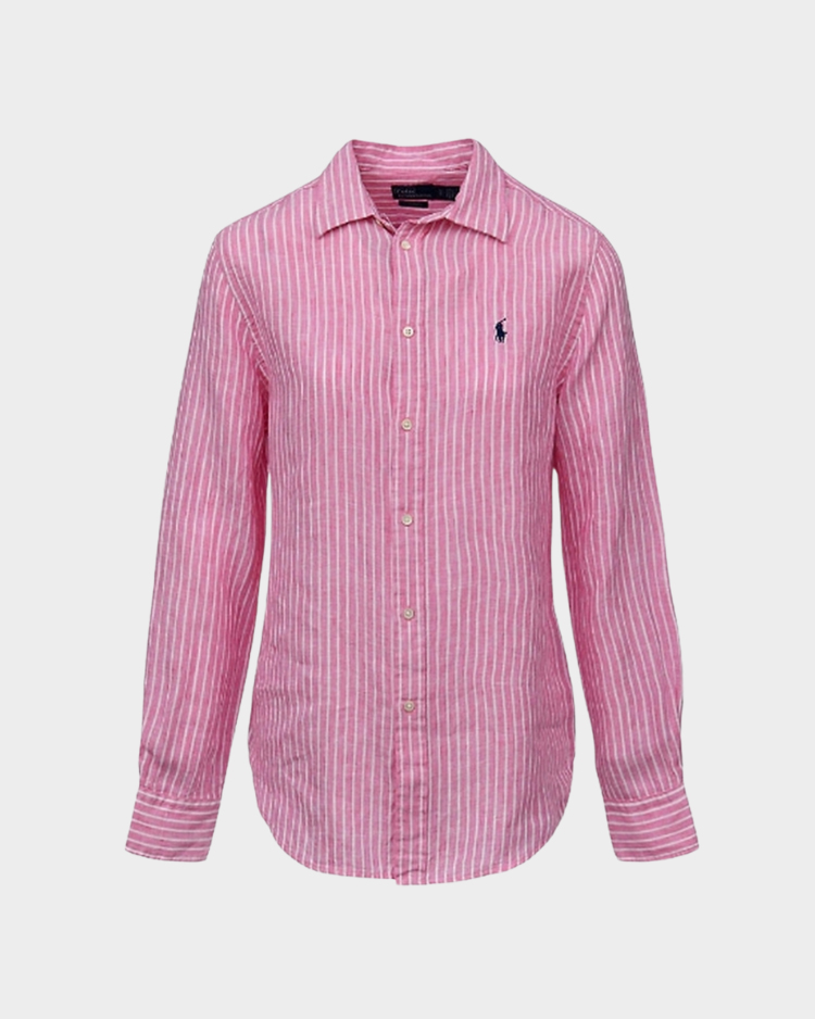 חולצת פשתן מפוספסת בגזרה קלאסית WOMEN'S POLO RALPH LAUREN