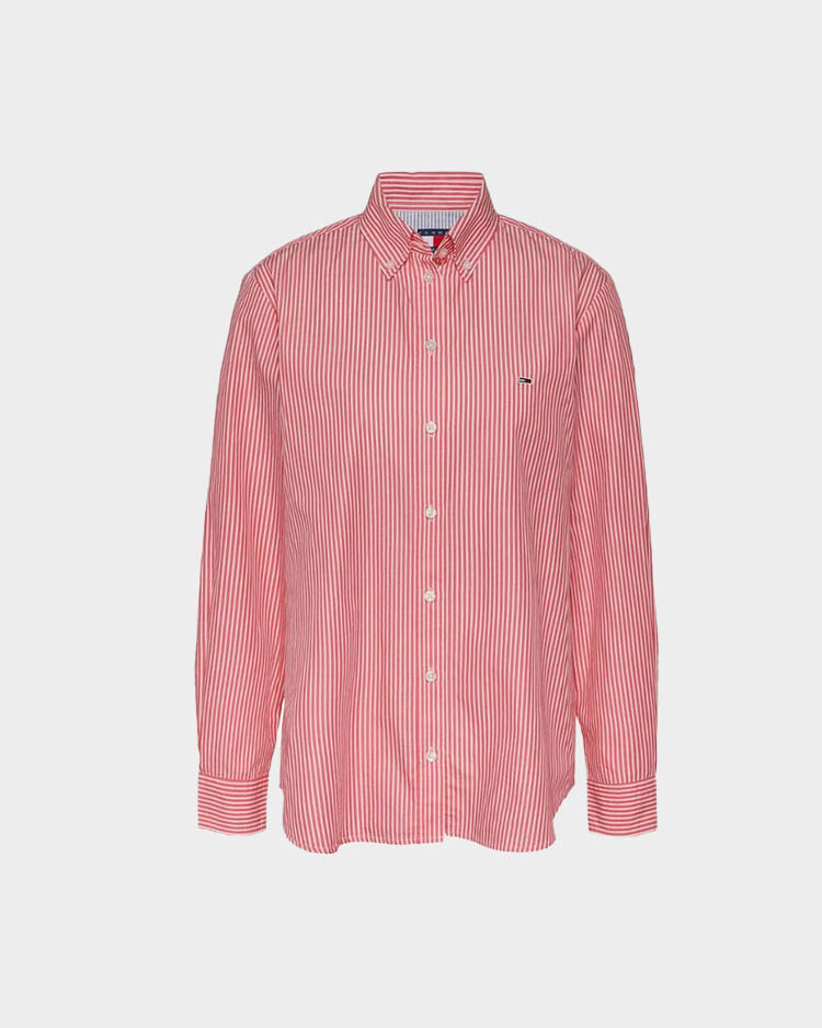 מכופתרת נשים בעיצוב אלגנטי בגוון אדום עם פסים טומי הילפיגר