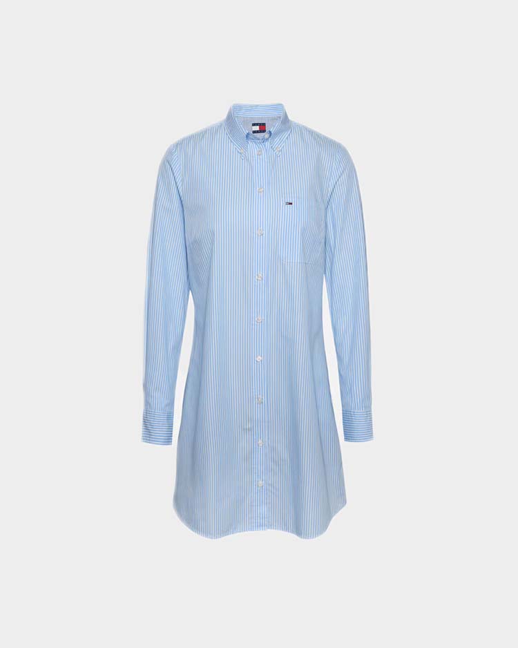 שמלה מכופתרת בגוון תכלת לנשים של טומי הילפיגר