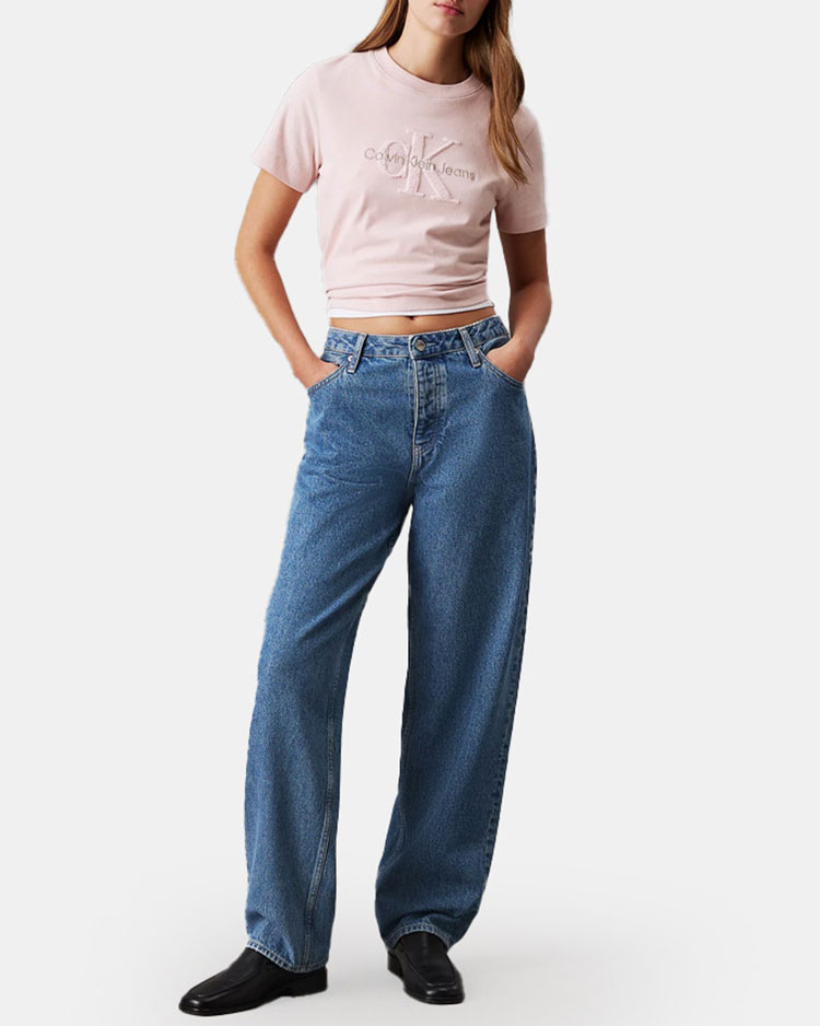 מכנס ג'ינס רחב לנשים בגזרה רחבה של קלווין קליין