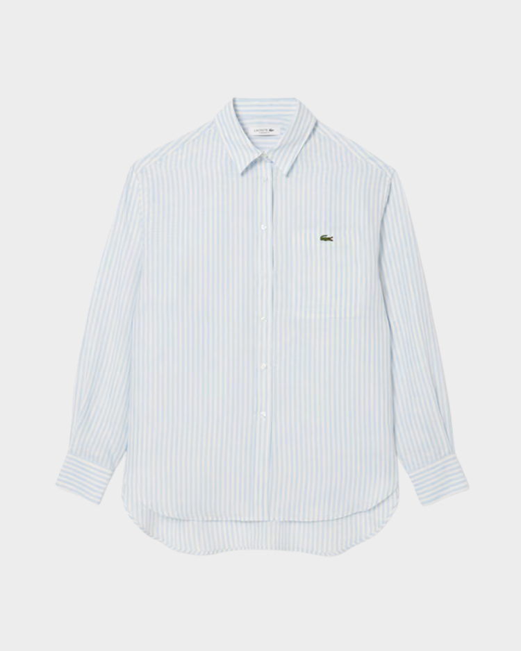 חולצת פשתן אוברסייז עם פסים לנשים Lacoste CF0054-51