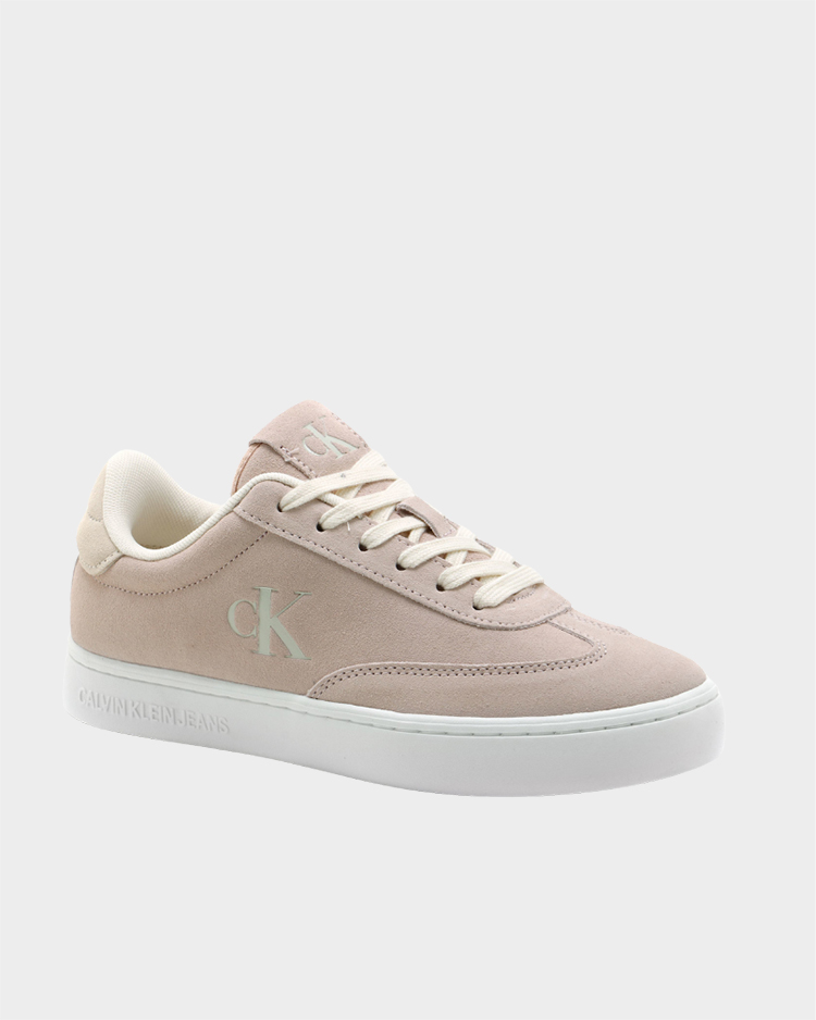 נעלי סניקרס קלווין קליין ורדות לנשים עם סוליה לבנה ושרוכים