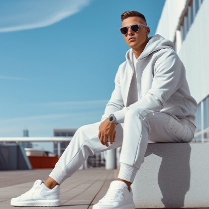 גבר עם בגדי ספורט לנבים בעיצוב מודרני