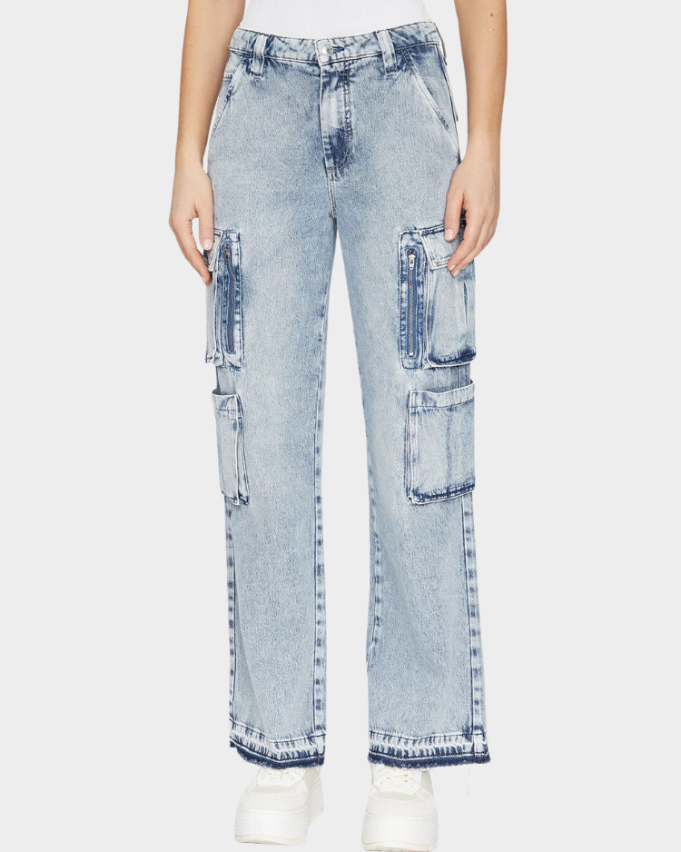 מכנסי ג’ינס קארגו רחבים לנשים – Guess Kori