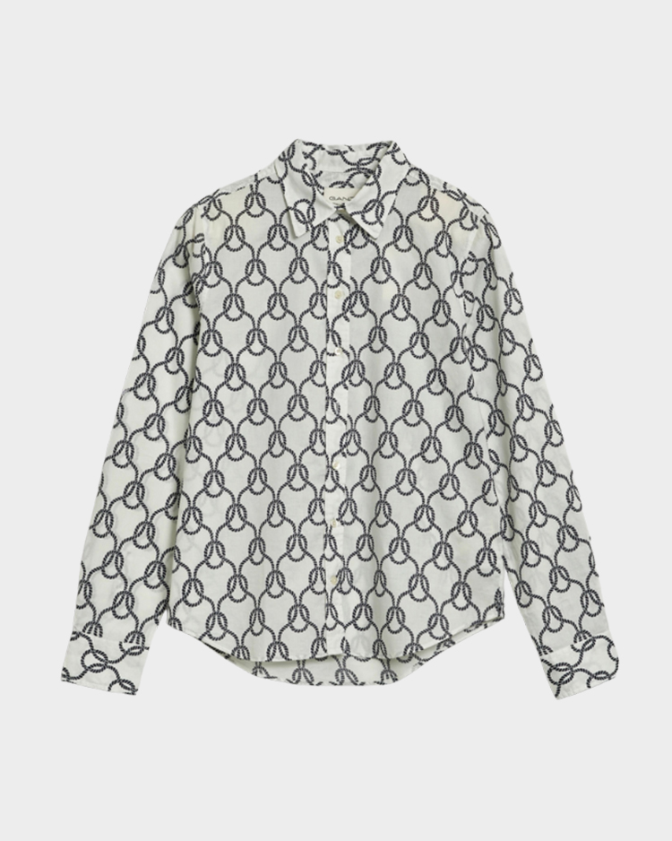 חולצת כותנה לנשים GANT דגם REG ROPE PRINT COT VOILE SHIRT 4300460