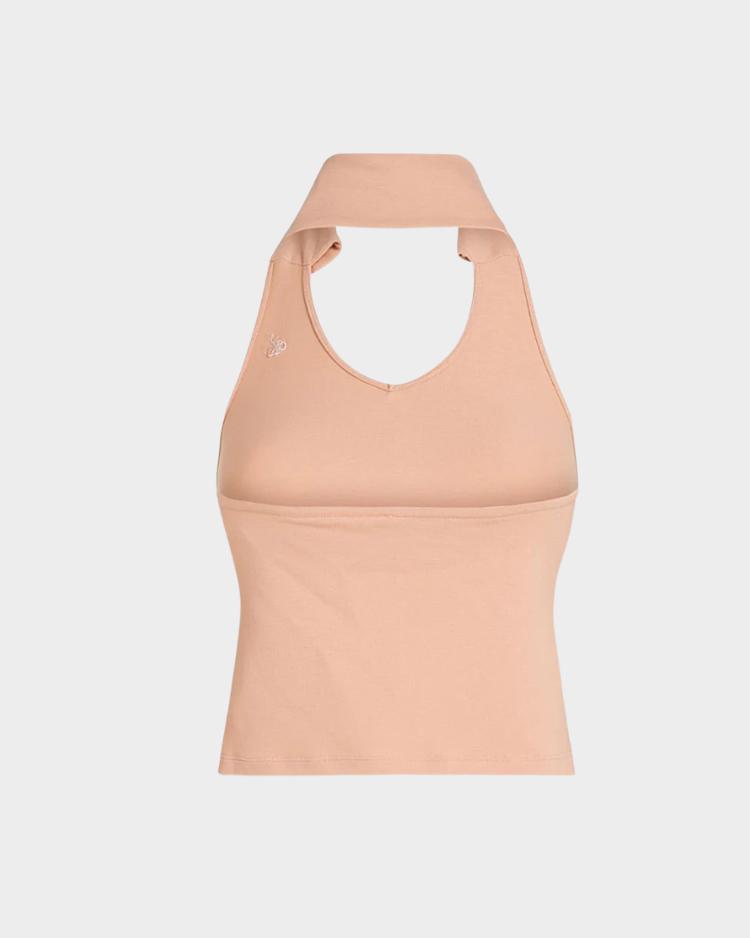 טופ נשים עם צווארון פולו בגזרת הולטר Calvin Klein Jeans דגם J20J225320